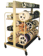 photo of a double sided mobile reel rack